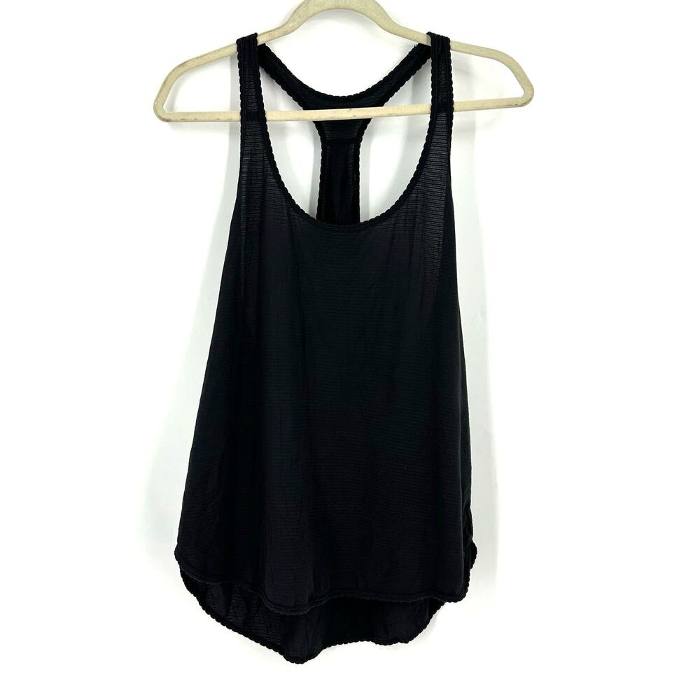 Lululemon Racerback‎ Tank Top Black Metallic Strips Size Medium